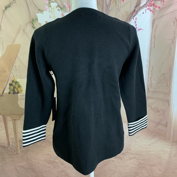 NEW Tahari Black Striped Cuff Sweater - Picture 7 of 10